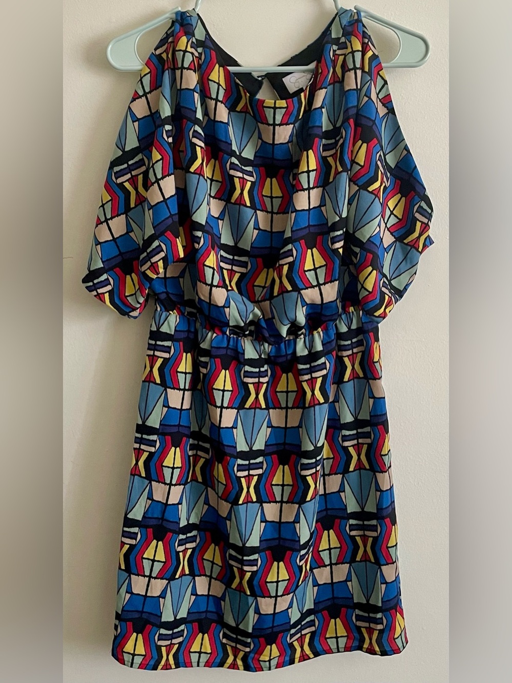 🪁 Jessica Simpson Mini Dress in Blue, Red, Yellow & Cream 🪁